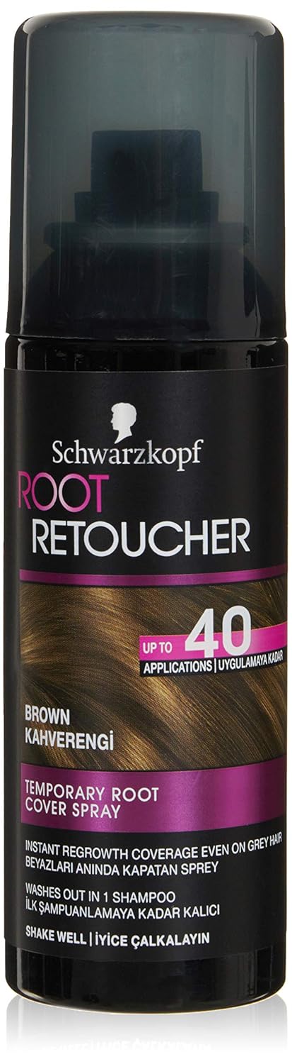 Schwarzkopf Root Retoucher Beyazları Anında Kapatan Sprey Boya Kahverengi, 120 ml