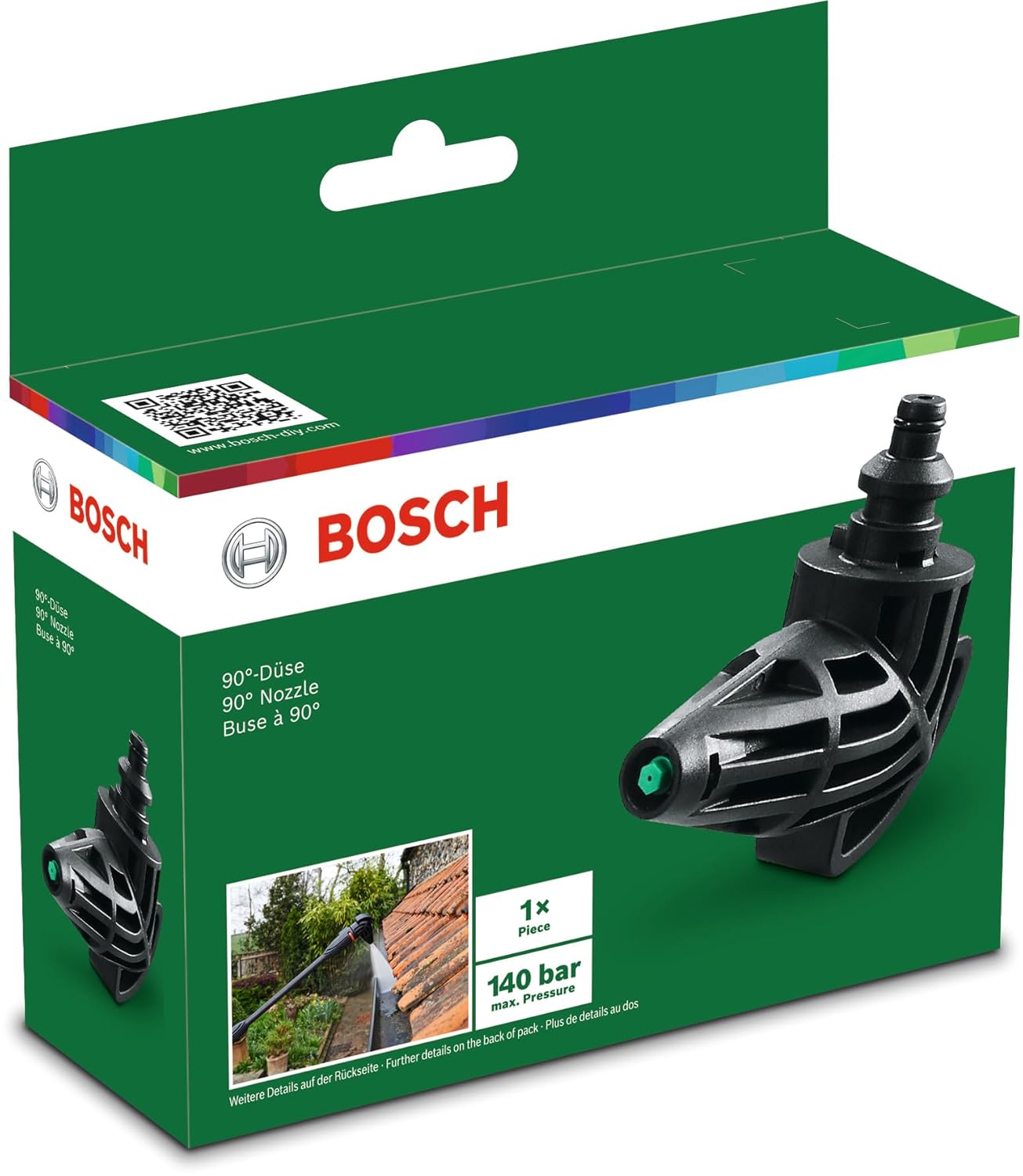 Bosch Home and Garden Yüksek Basınçlı Yıkama Makineleri ile Uyumlu 90° Püskürtme Ucu, Siyah