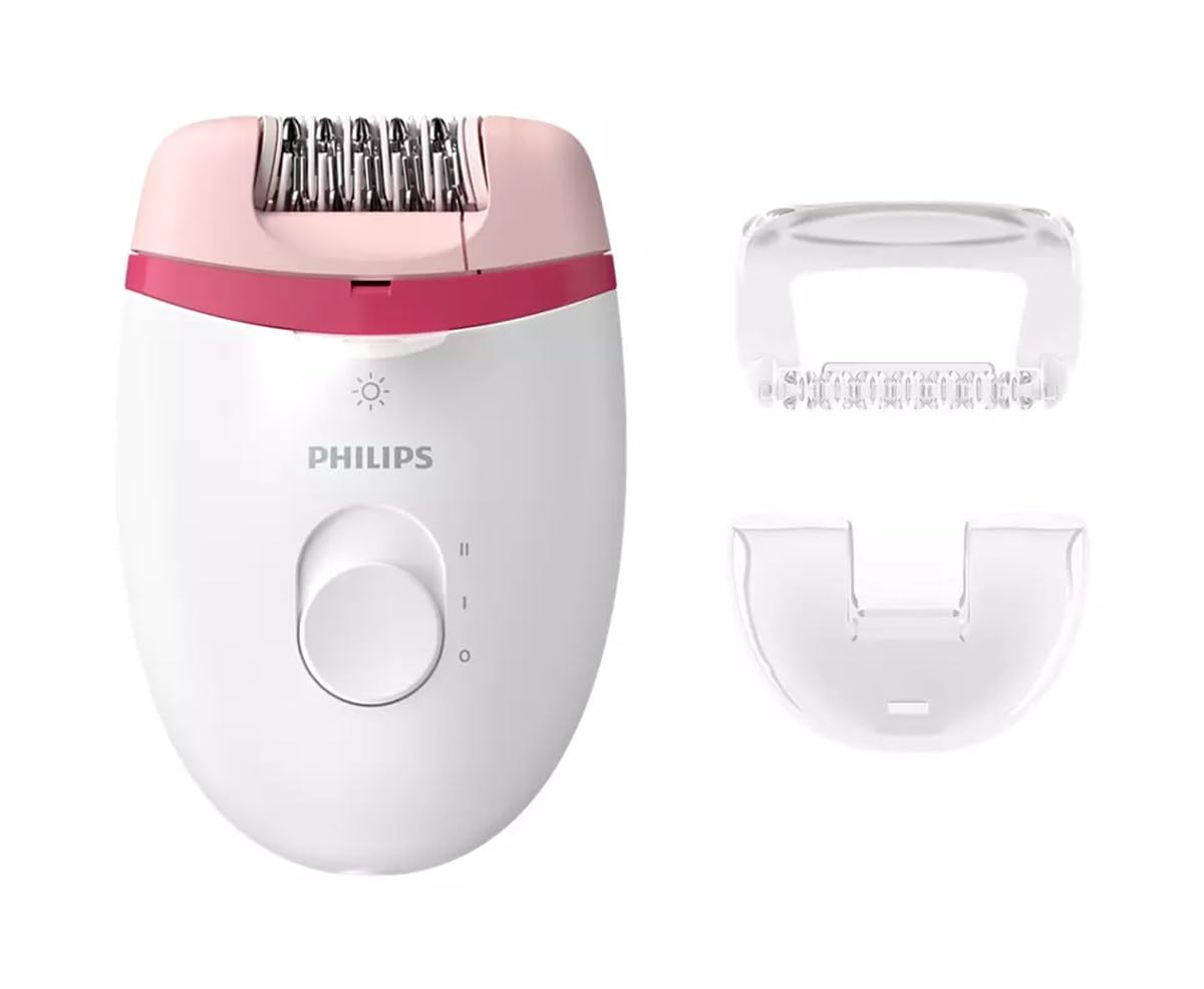 Philips Epilasyon Cihazı, Kablolu Kompakt Tasarım, Dahili LED Işık, 2 Hız Ayarı, Yıkanabilir Başlık, Masaj ve Hassas Başlık, Seyahat Kesesi, Pürüzsüz Bacaklar İçin, BRE255/05