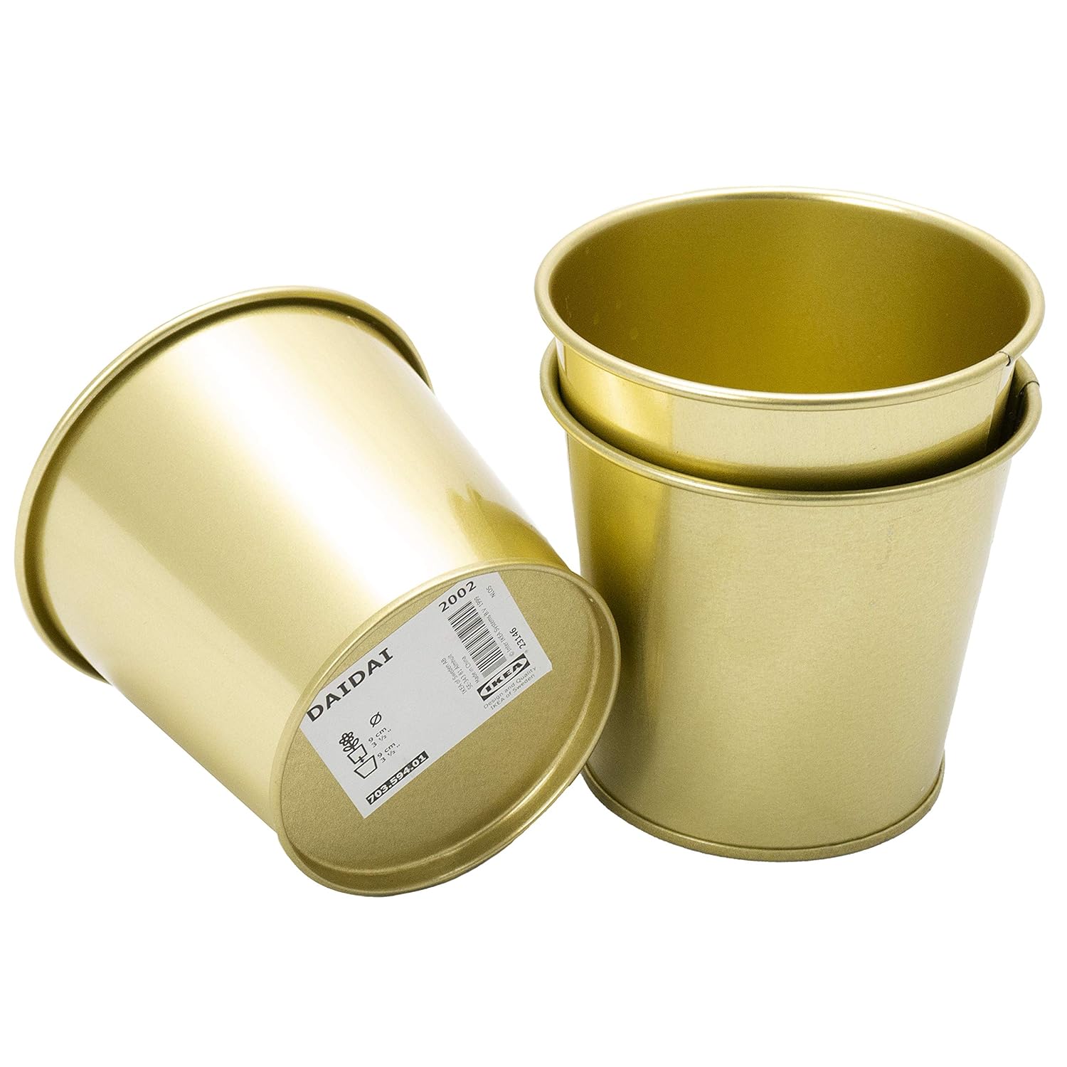 IKEA Daidai – Çiçek Saksısı, 9 cm, Pirinç/Altın Renkli Çelik, 3 Adet