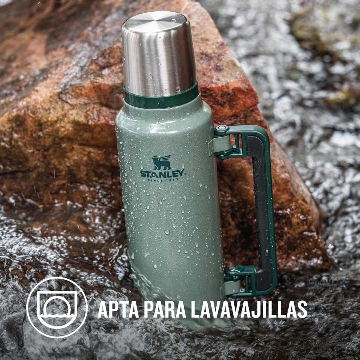 STANLEY Classic Legendary Vakumlu Termos 1.9 Litre - Yeşil (Hammertone Green) | Paslanmaz Çelik