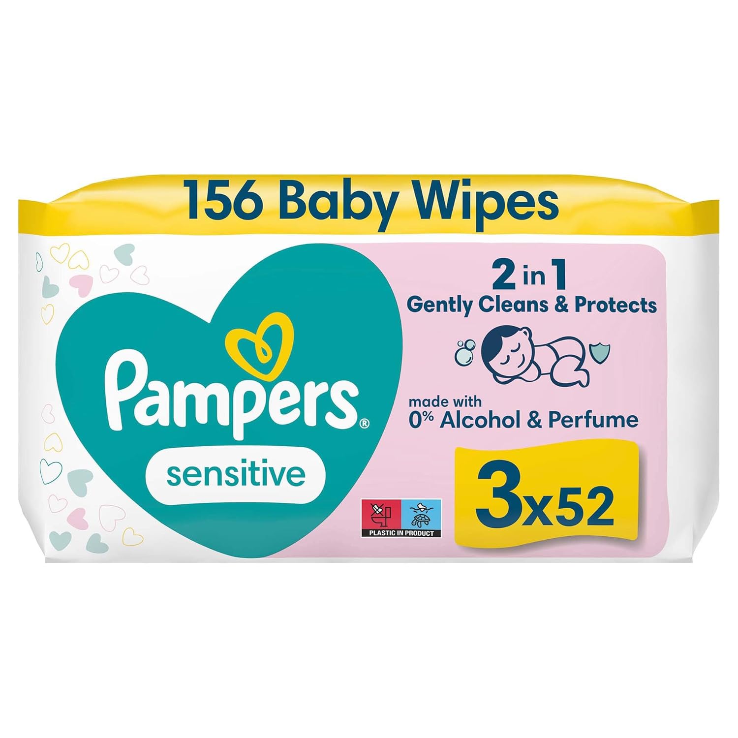 Pampers Sensitive Islak Bebek Mendili, 3 paket, 156 Islak Mendil