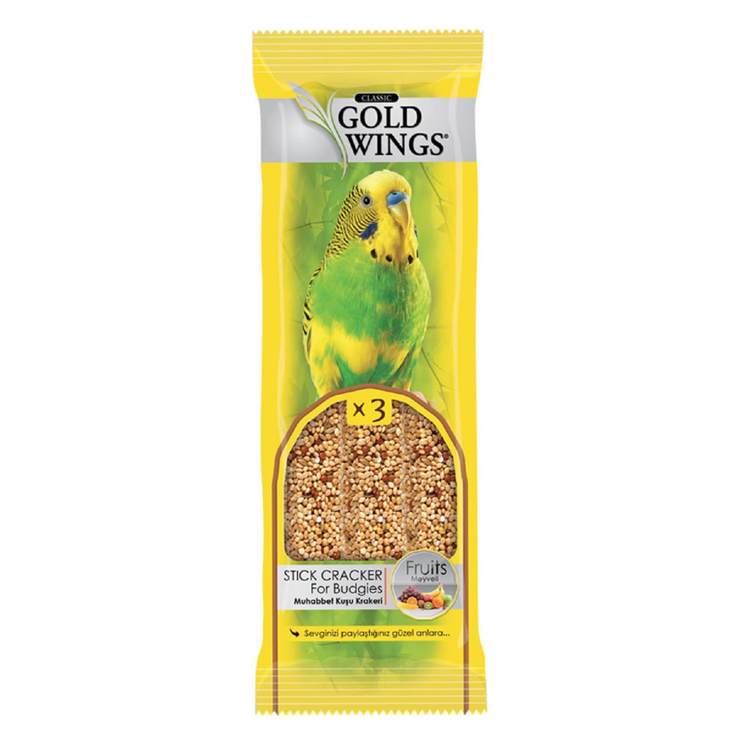 Gold Wings Meyveli Muhabbet Kuşu Krakeri, 3'lü