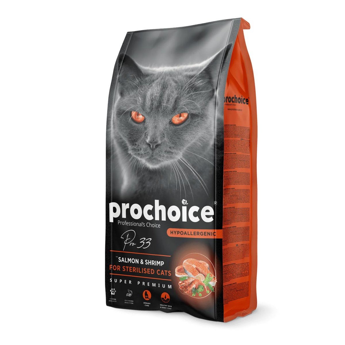 Prochoice Pro 33, Kısırlaştırılmış Kediler İçin, Hipoalerjenik, Somon Balıklı ve Karidesli Kuru Mama, 2 kg