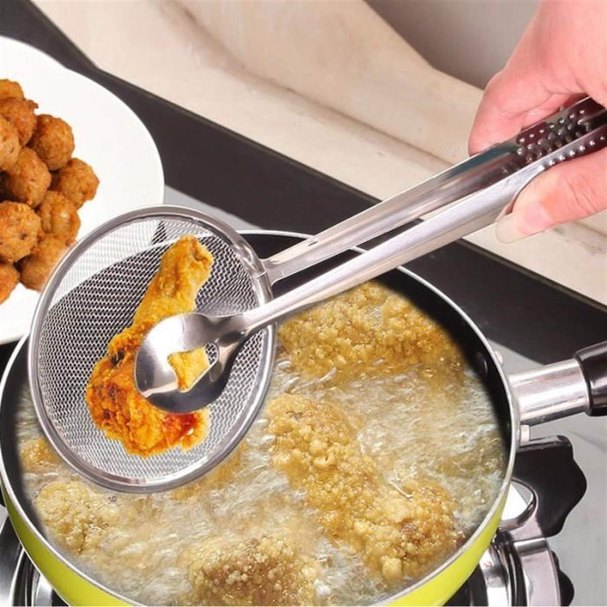 Buffer Çok Amaçlı Süzgeçli Paslanmaz Metal Haşlama Ve Kızartma Maşası