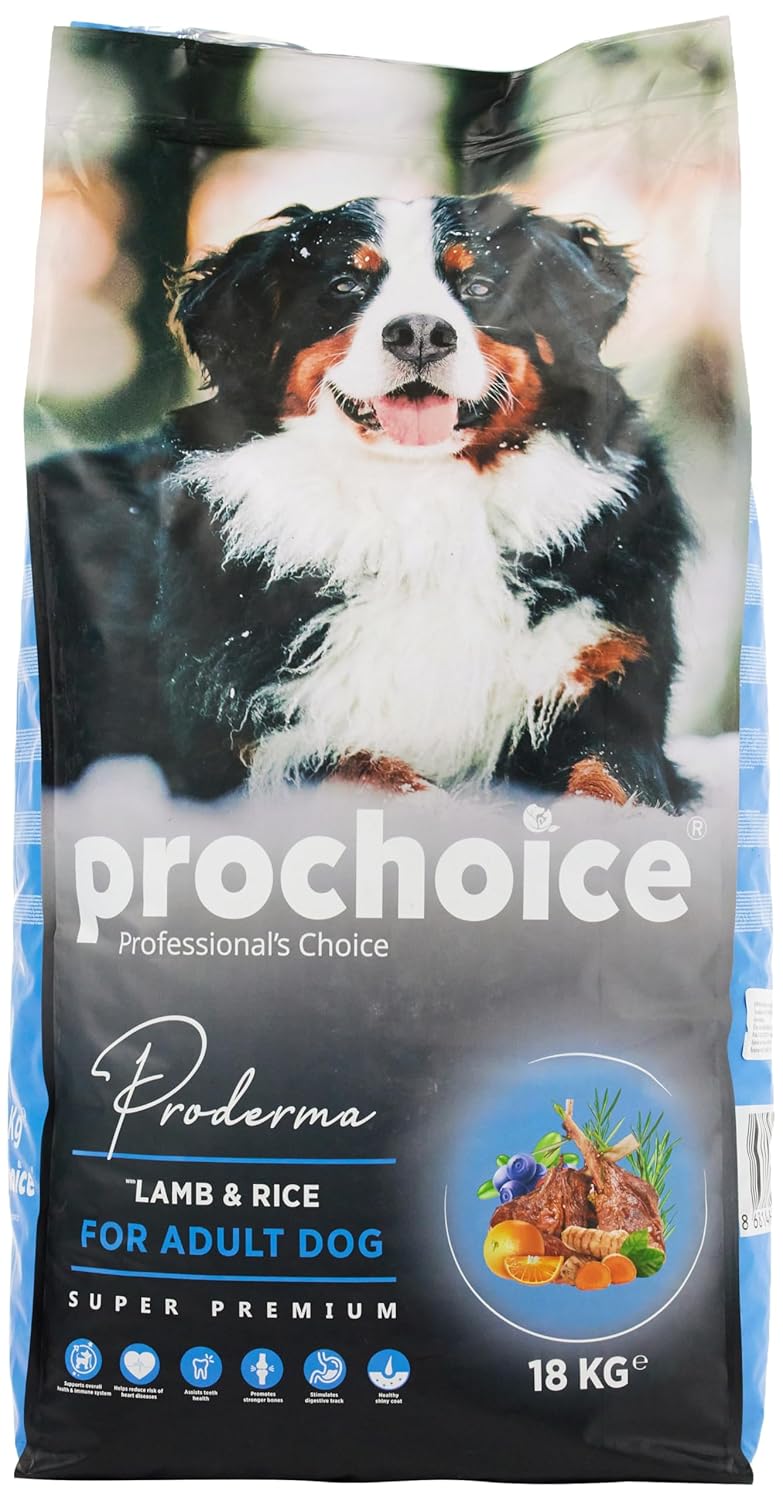 Prochoice Proderma, Yetişkin Köpekler İçin, Hipoalerjenik, Kuzu Etli ve Pirinçli Kuru Mama, 18 kg