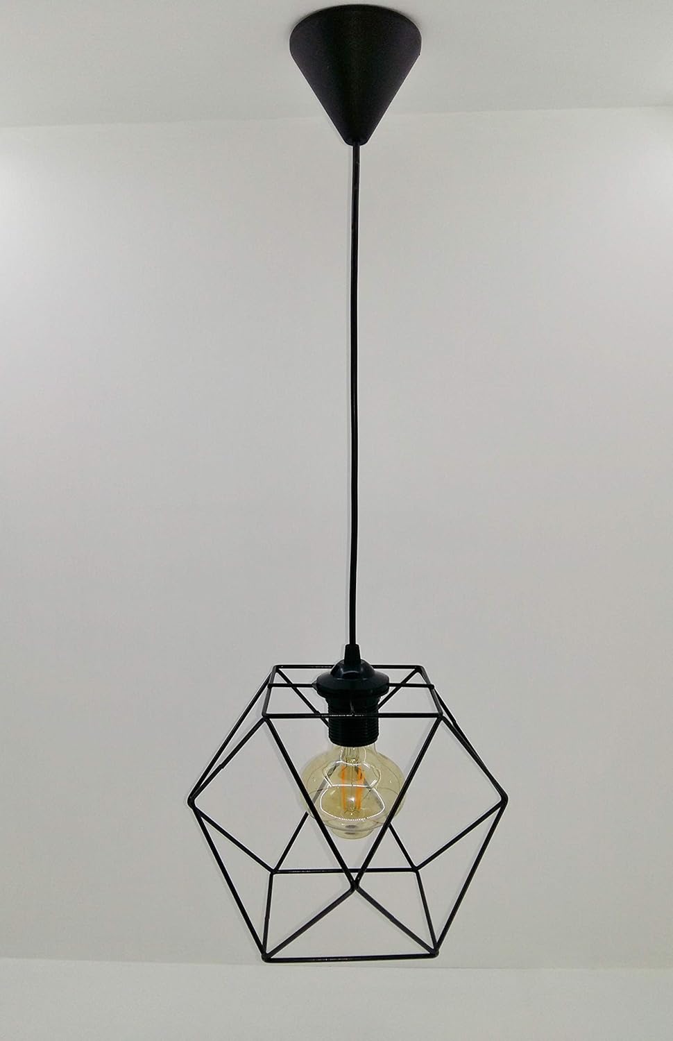 metalkafes tasarım Vintage Endüstriyel Metal Kafes Çokgen Tekli Sarkıt Avize Cafe Ofis Restaurant Aydınlatma