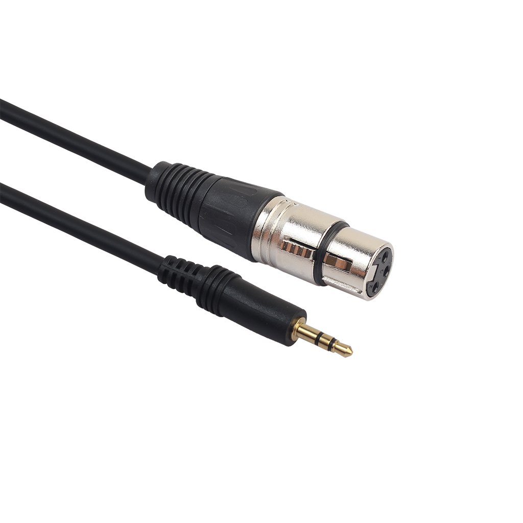 Alfais 5032 Xlr Mikrofon 3.5mm Çevirici Adaptör Dönüştürücü 3 Pin Dişi Ses Kablosu, Siyah