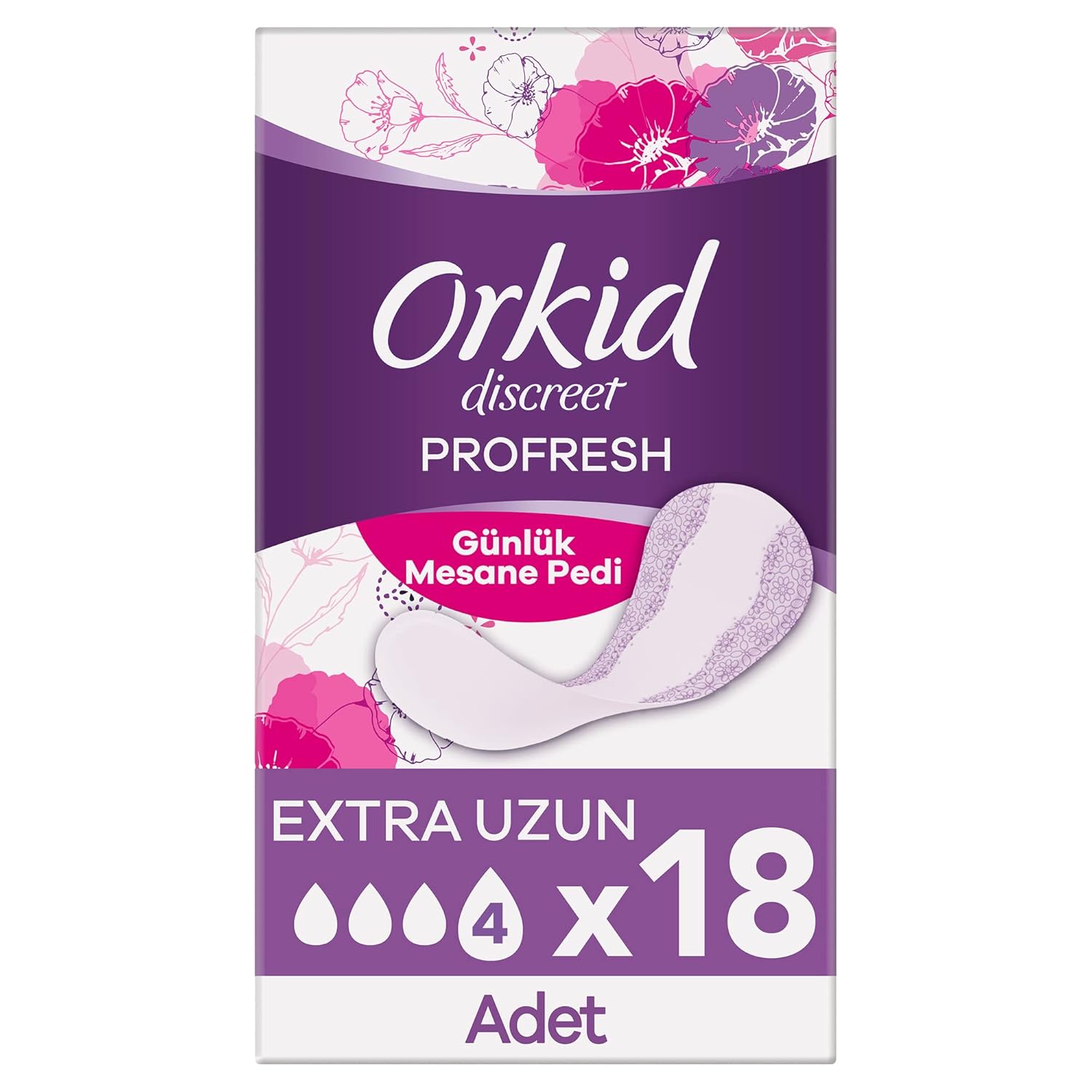 Orkid Mesane Pedi Ekstra Uzun Süper Ekonomik Paket 18 Adet Ped