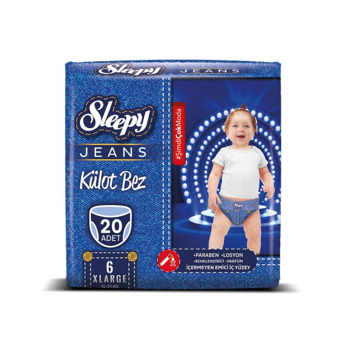 Sleepy Jeans Külot Çocuk Bezi 6 Beden Xlarge 15-25 kg (1 x 20 Adet)
