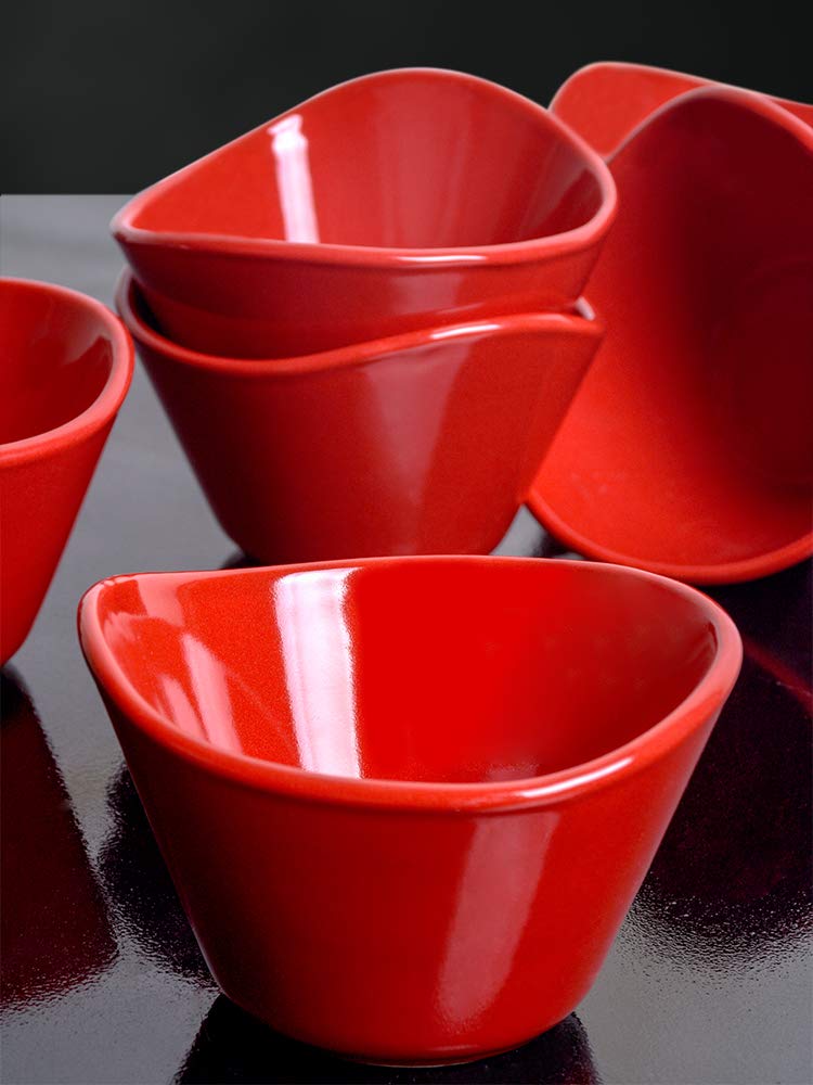 Keramika Kırmızı Bayrak Tigela Çerezlik/Sosluk 11 Cm 6 Adet