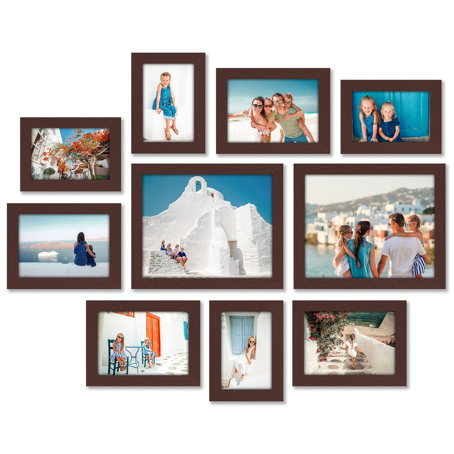 Americanflat 10 Parça Maun Galerisi Duvar Resim Çerçevesi Seti 8x10, 5x7, ve 4x6. Kırılmaya Dayanıklı Cam. Duvar veya Masa için Resim Çerçeveleri - Asma Donanımı ve Şövale Stantları Dahildir