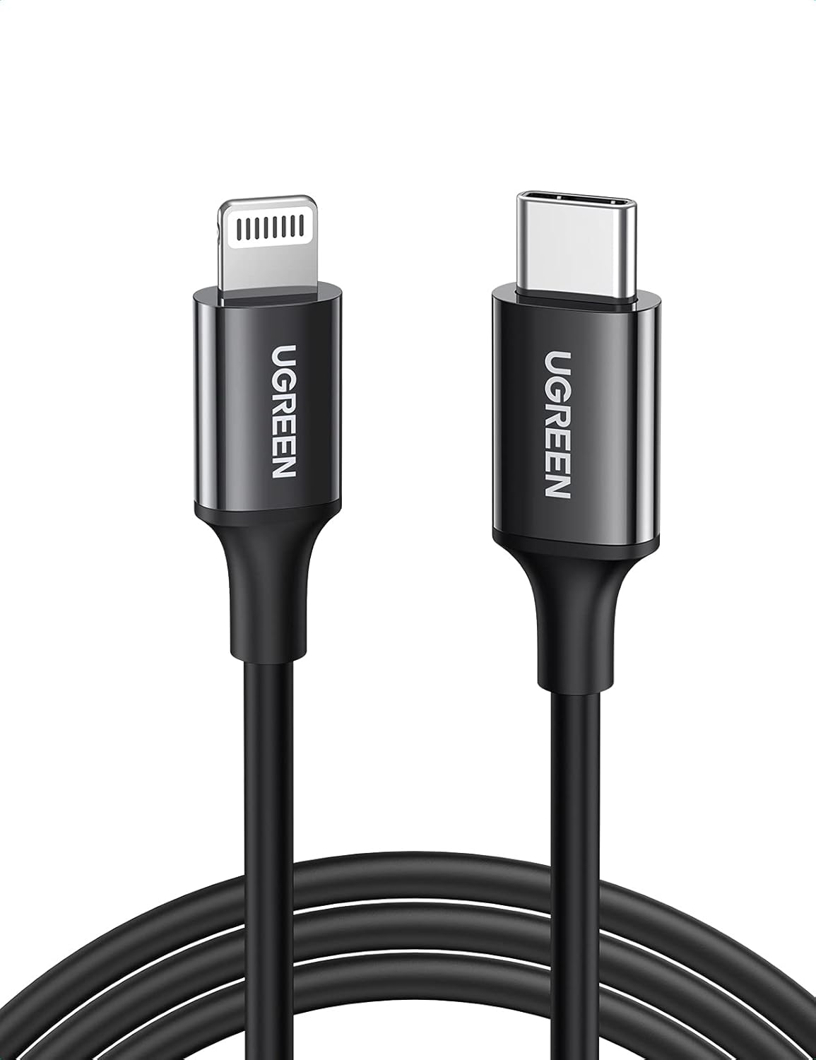 Ugreen, MFi Lisanslı USB-C & Lightning Data ve Şarj Kablosu, 1 Metre, Siyah, ‎60751