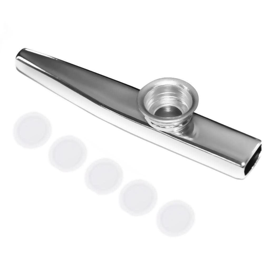 Raymond Joes STMK6H Metal Kazoo HEDİYELİ - Alüminyum Alaşım (5 Adet Yedek Kazoo Zarı HEDİYE) Aluminum Alloy Metal Diaphragm Instrument Durable - Silver