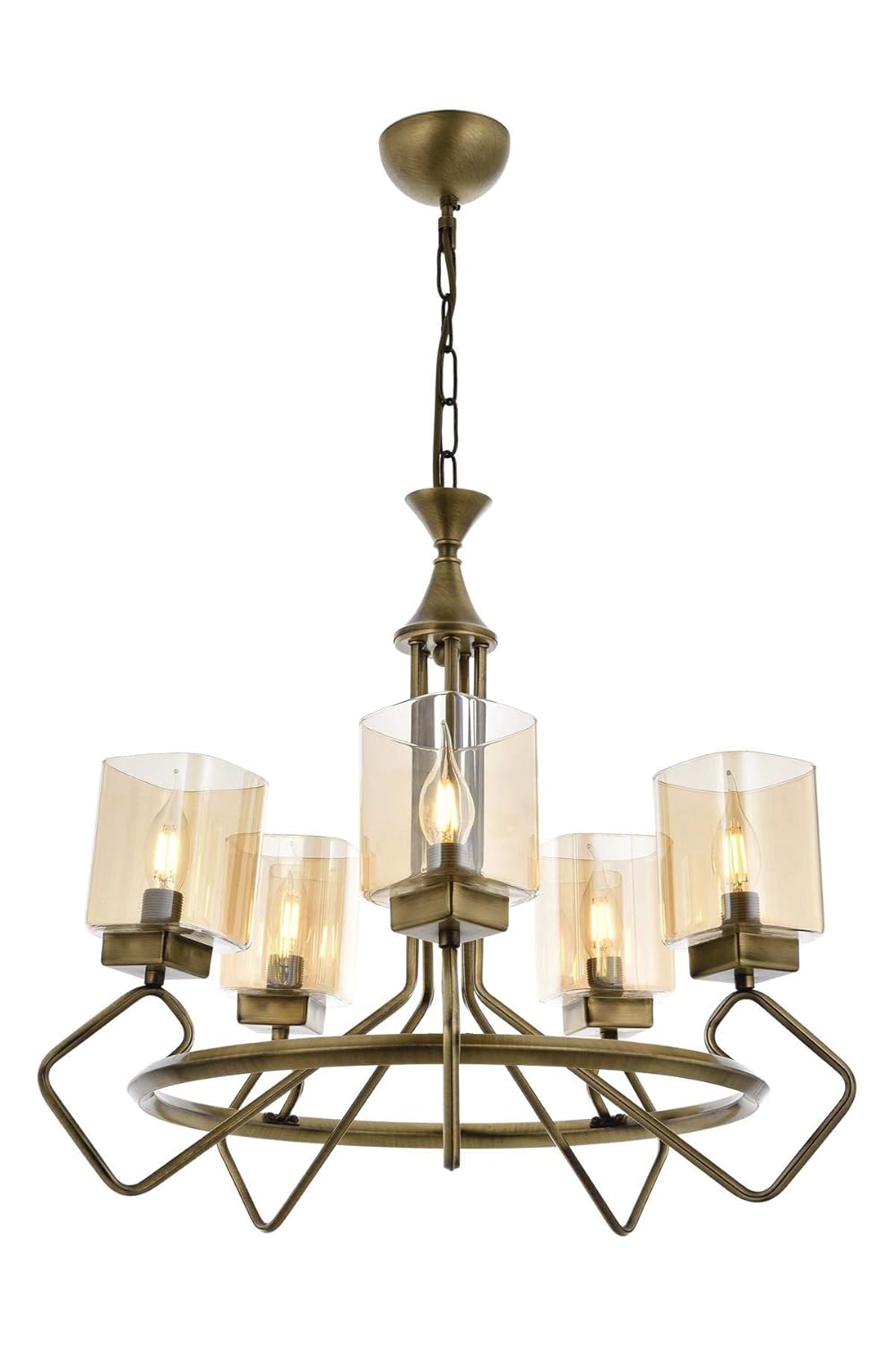 AVONNI AV-60135-5E Eskitme Kaplama Modern Avize, E14, Metal, Cam, 70cm