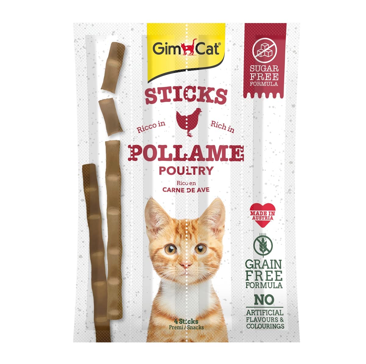 Gimcat Sticks Kümes Hayvanı Etli Tahılsız Ödül Çubukları, 4'lü (4 x 20 Gr)