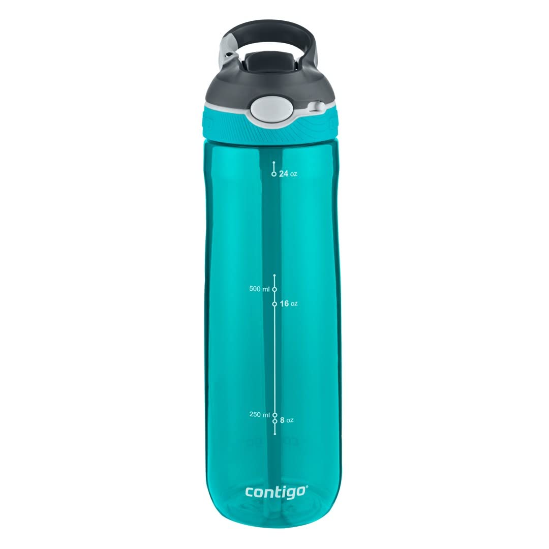 Contigo Üniseks Ashland Autospout pipetli büyük BPA içermeyen plastik su şişesi Turkuaz 720 ml