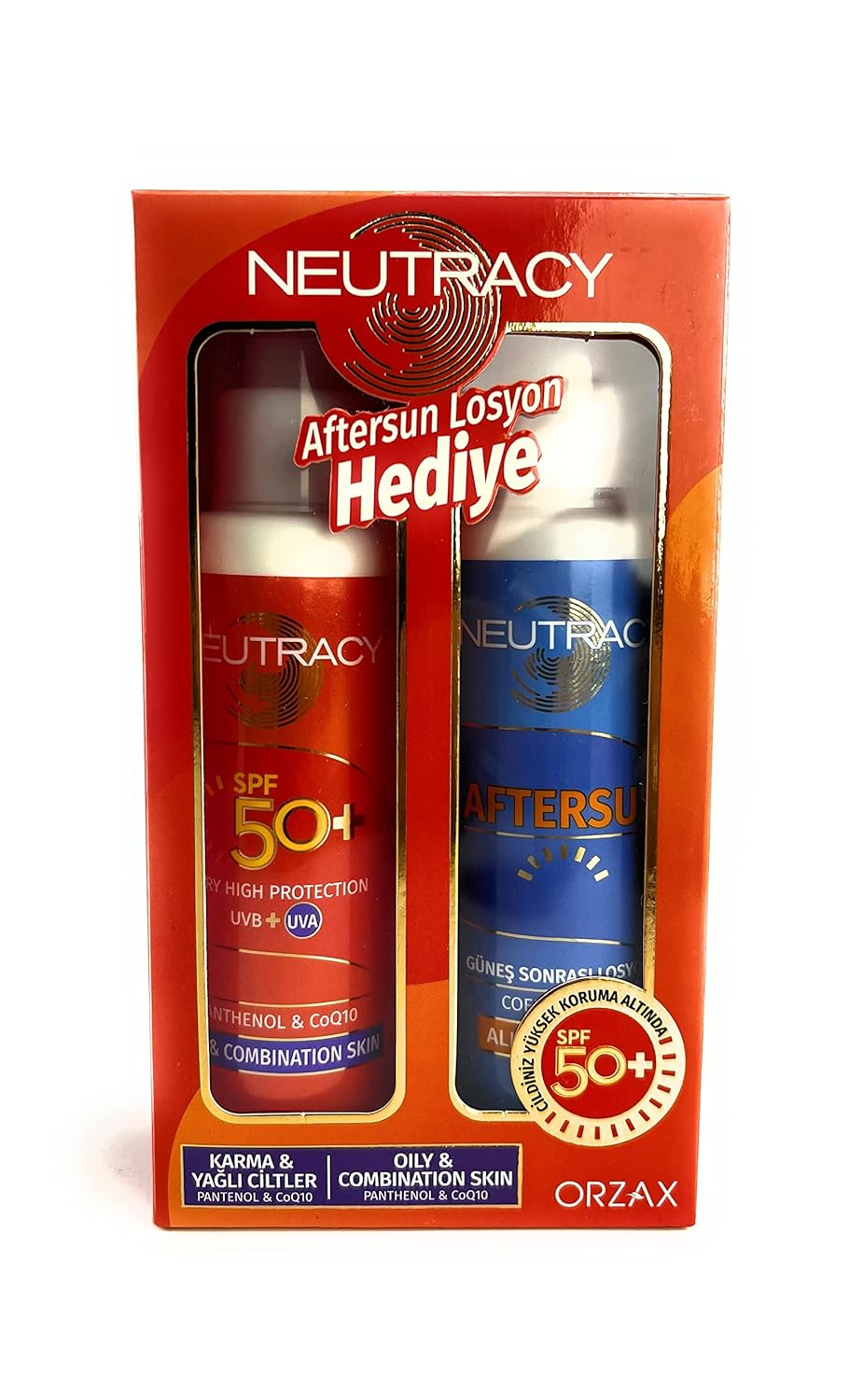 Orzax Neutracy Güneş Koruyucu Set Karma & Yağlı Ciltler İçin - Güneş Kremi SPF50+ 150 ml + After Sun Losyon 150 ml