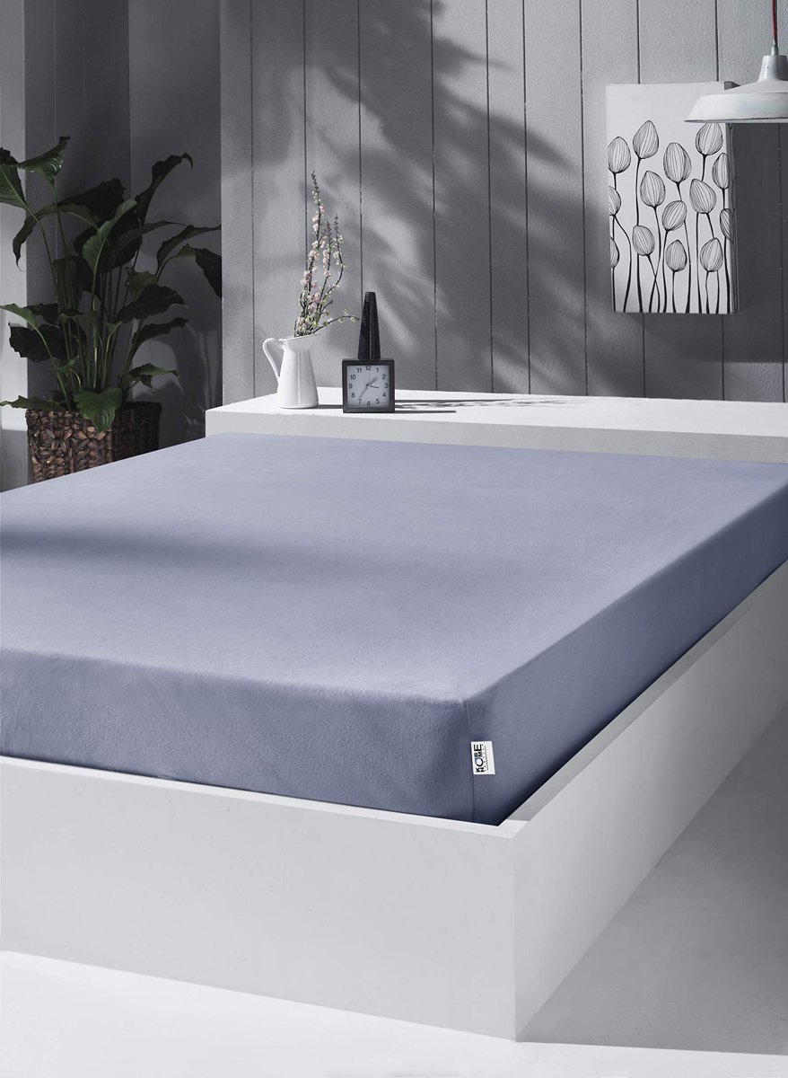 KobeHome Örme Penye Lastikli Çarşaf, Battal Çift Kişilik, Açık Gri, Pamuk-Elastan 230G/M2
