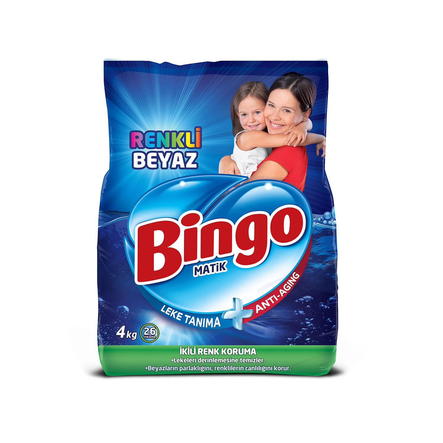 Bingo Matik Beyaz & Renkli 26 Yıkama Toz Çamaşır Deterjanı 1 x 4 kg