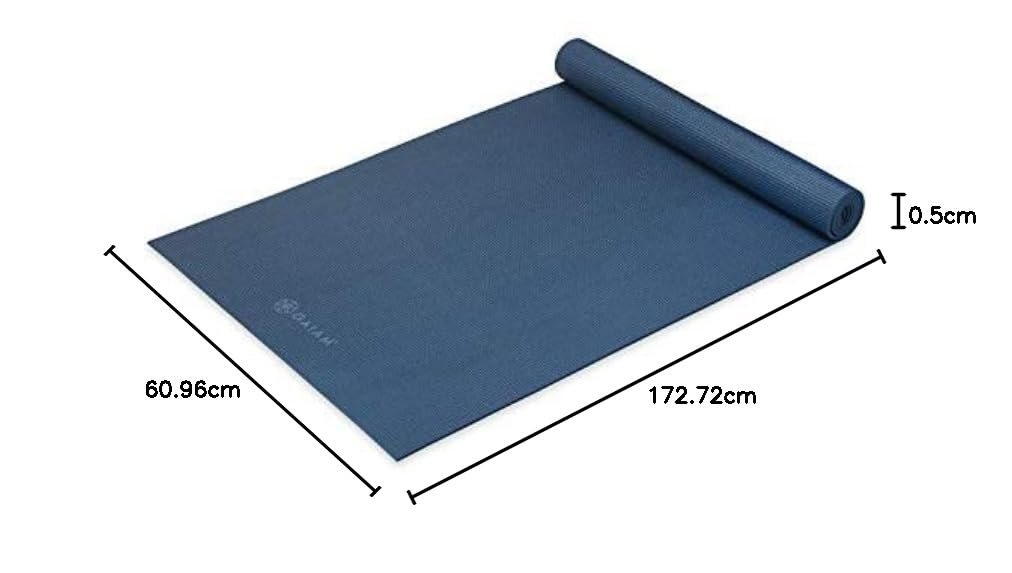 Gaiam Yoga Matı - Tüm Yoga, Pilates ve Zemin Egzersizleri İçin 173 cm x 61 cm x 0,5 cm Boyutlarında, Kalın, Kaymaz Premium Yoga Matı