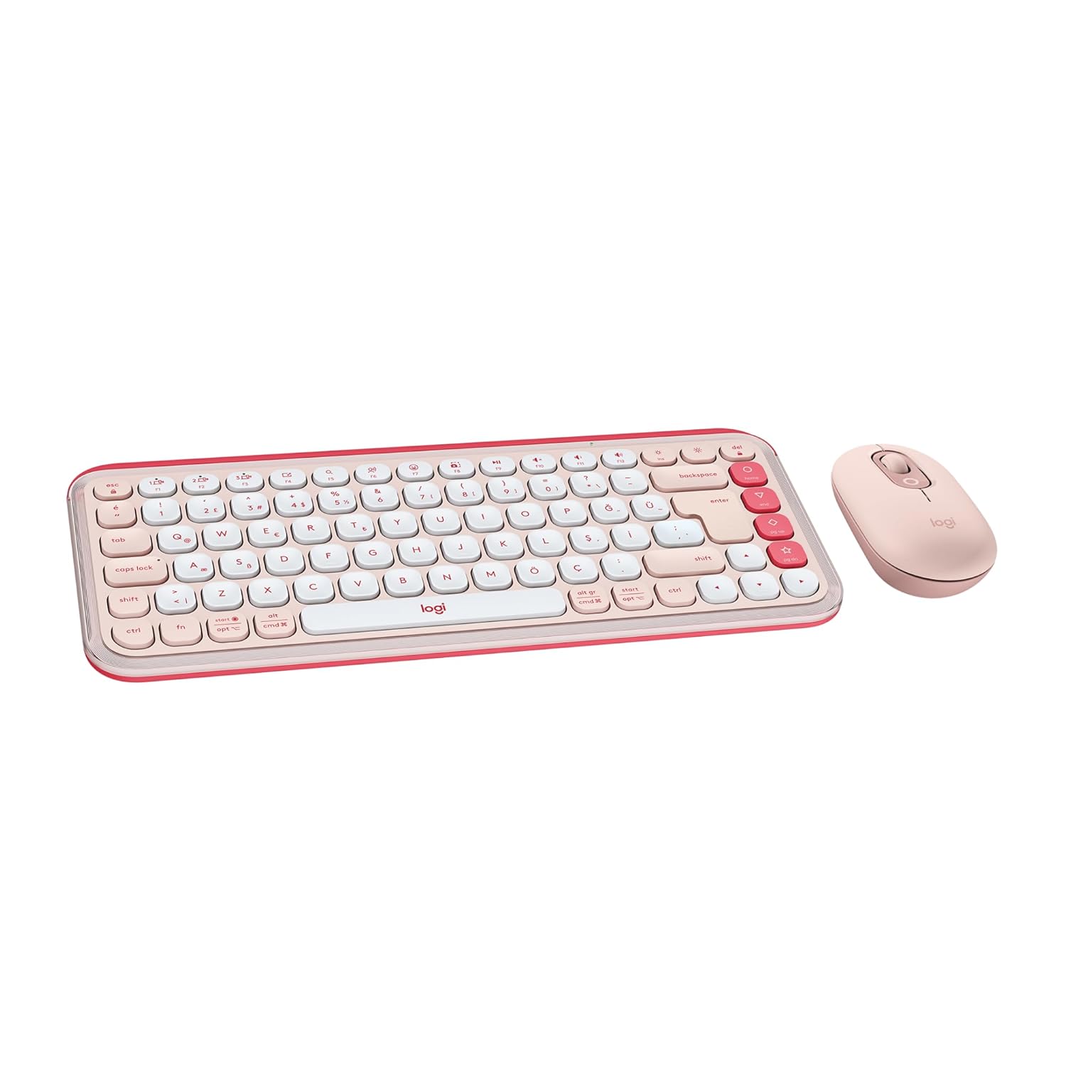 Logitech POP ICON COMBO Kablosuz Klavye ve Mouse Seti, Bluetooth, Konforlu Tasarım, Programlanabilir Tuşlar, Sessiz Tıklamalar, 3 Cihaza Kadar Easy-Switch, Türkçe Q Klavye, Pembe