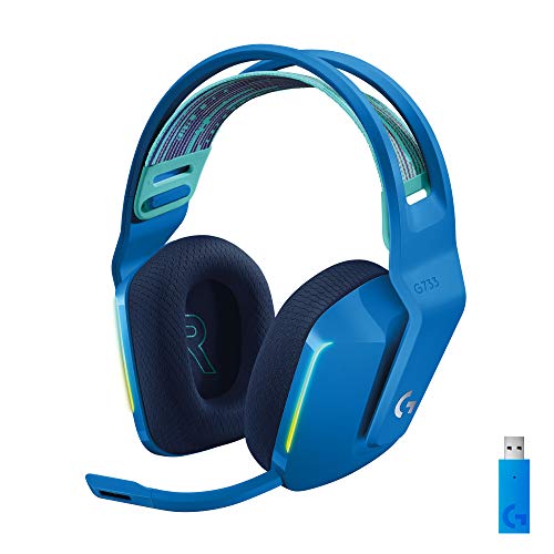 Logitech G G733 LIGHTSPEED Kablosuz Kulak Üstü Oyuncu Kulaklığı, LIGHTSYNC RGB, Blue Voice Mikrofon, Askılı Kafa Bandı, PRO-G Ses Sürücüleri, 29 Saat Pil Ömrü, Mavi