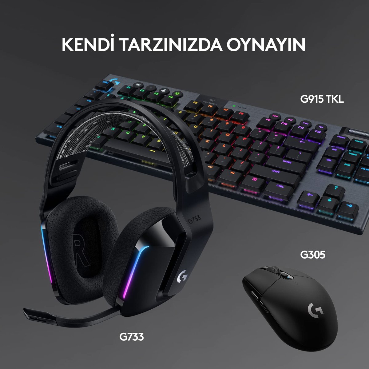 Logitech G G733 LIGHTSPEED Kablosuz Kulak Üstü Oyuncu Kulaklığı, LIGHTSYNC RGB, Blue Voice Mikrofon, Askılı Kafa Bandı, PRO-G Ses Sürücüleri, 29 Saat Pil Ömrü, Siyah