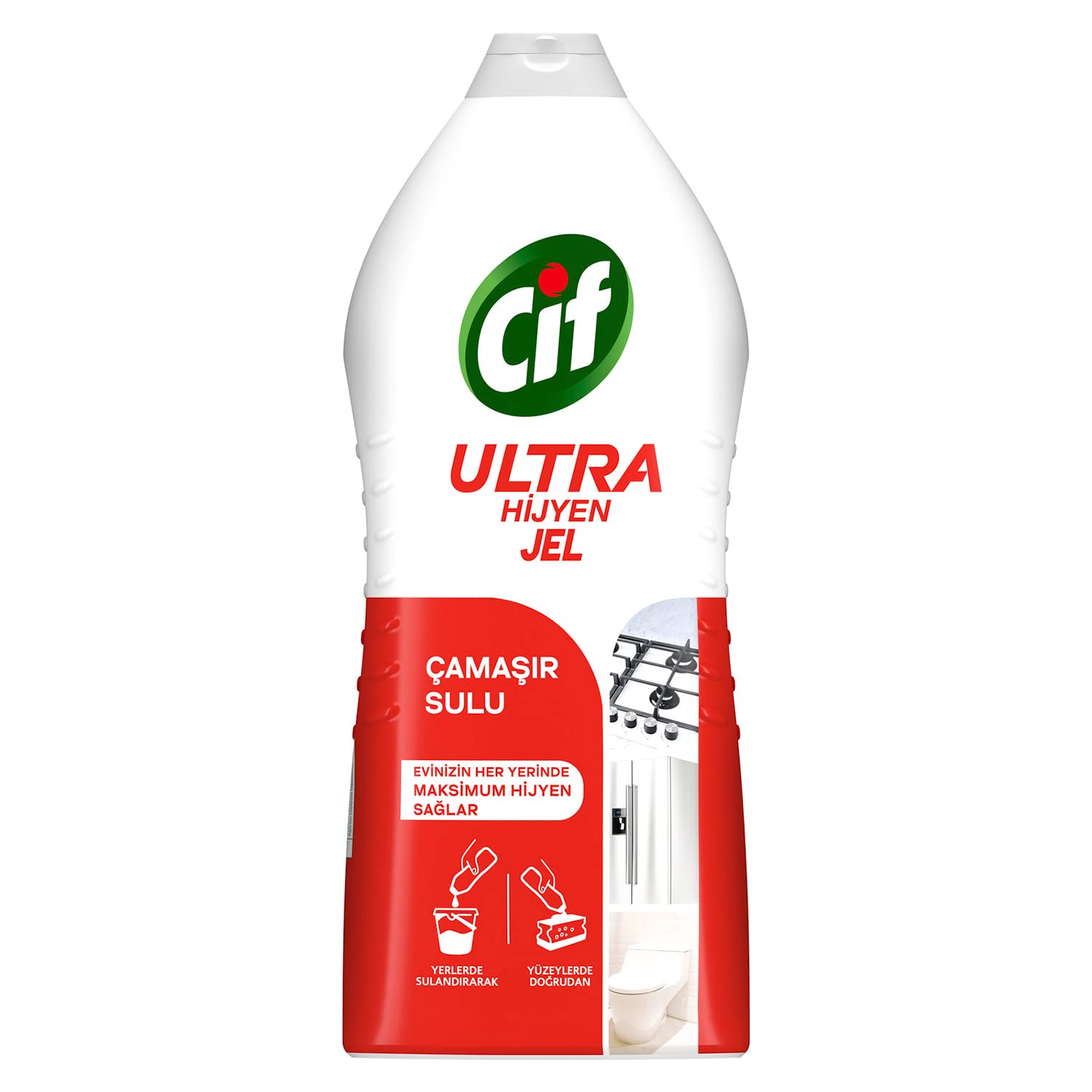 Cif Ultra Hijyen Jel Yüzey Temizleyici Çamaşır Sulu Katkılı Leke Çıkarıcı Yağ Çözücü 1500 ml