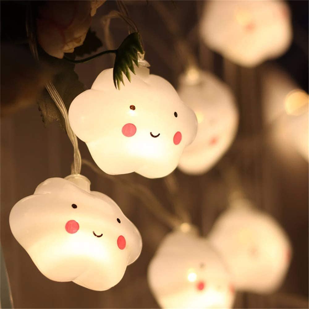 Linghuang 20 LED sıcak beyaz bulut ışık zinciri, çocuklar için peri şeklinde gece lambası, yatak odası, koridor, çelenk, düğün, Noel dekorasyonu, pille çalışır (dahil değildir)