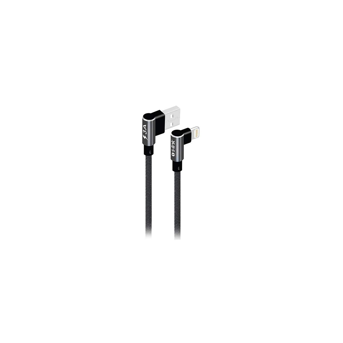S-link SW-C657 3A - 15cm İPhone Lightning Gri Kılıflı Metal -L- Kablo