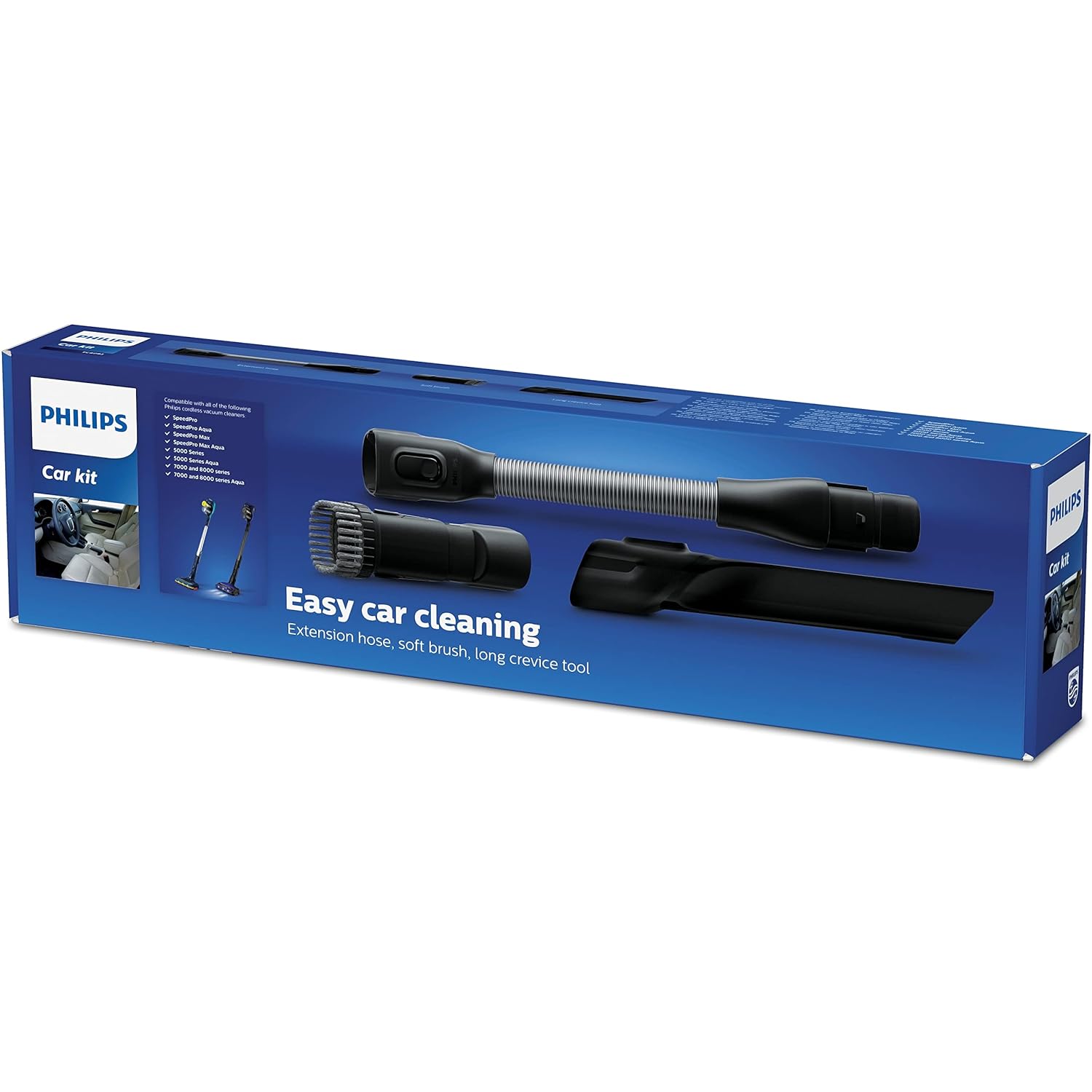 PHILIPS FC8093/01 Șarj Edilebilir Dikey Elektrikli Süpürge Aksesuarı Araç Kiti, Uzatma Hortumu, Fırça, Uzun Aralık Temizleme Başlığı