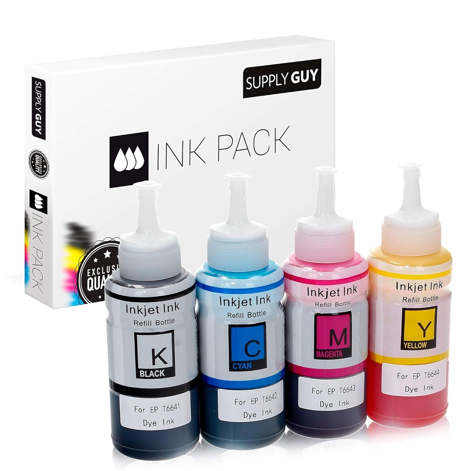 Supply Guy Mürekkep Epson 664 ile Uyumlu EcoTank ET 14000 2550 2650 4500 L100 L110 L1300 L200 L210 L300 L3050 L3060 L3070 L310 L355 L361 L365 L382 L385 L455 L485 L486 L555 L565 (4x 70 ml)