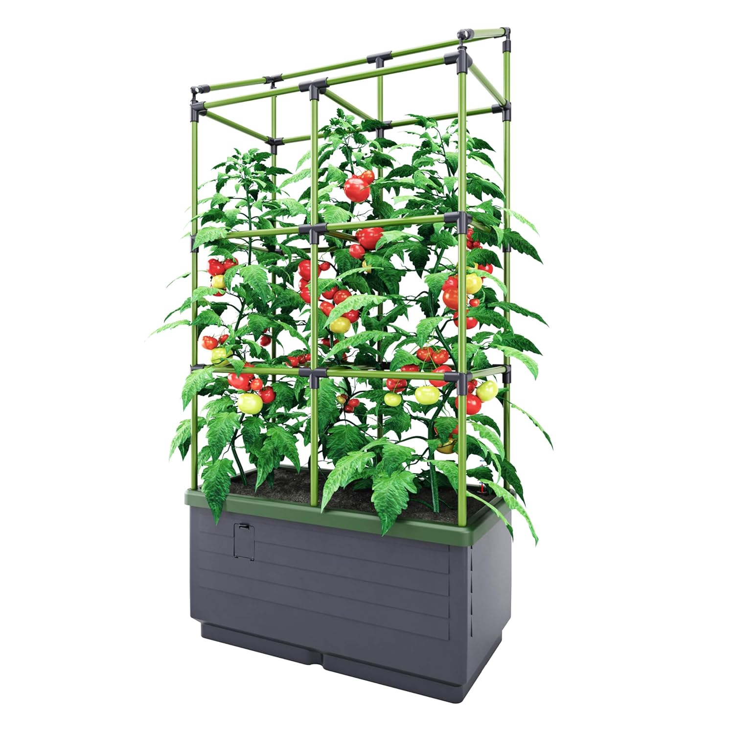 Bio Green CITYJUNGLE bitki saksısı, balkon ve teras için yükseltilmiş tarh, su deposu ve tırmanma yardımcısı entegre | sebze ve otlar için çiçek saksısı | 62 x 33 x 128 cm