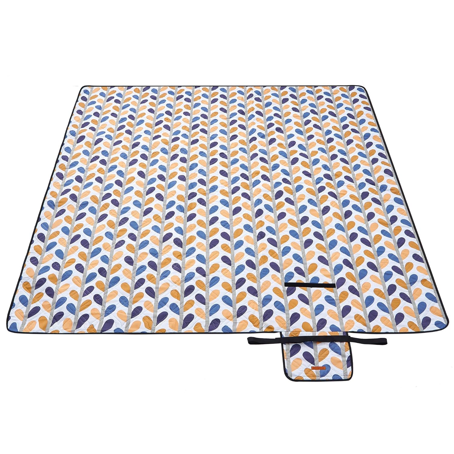 SONGMICS Piknik Örtüsü GCM87CU, 200 x 200 cm büyük plaj örtüsü, kamp örtüsü, su geçirmez alt yüzey, makinede yıkanabilir, katlanabilir, bahçe, park, plaj, kamp için, renkli yapraklar