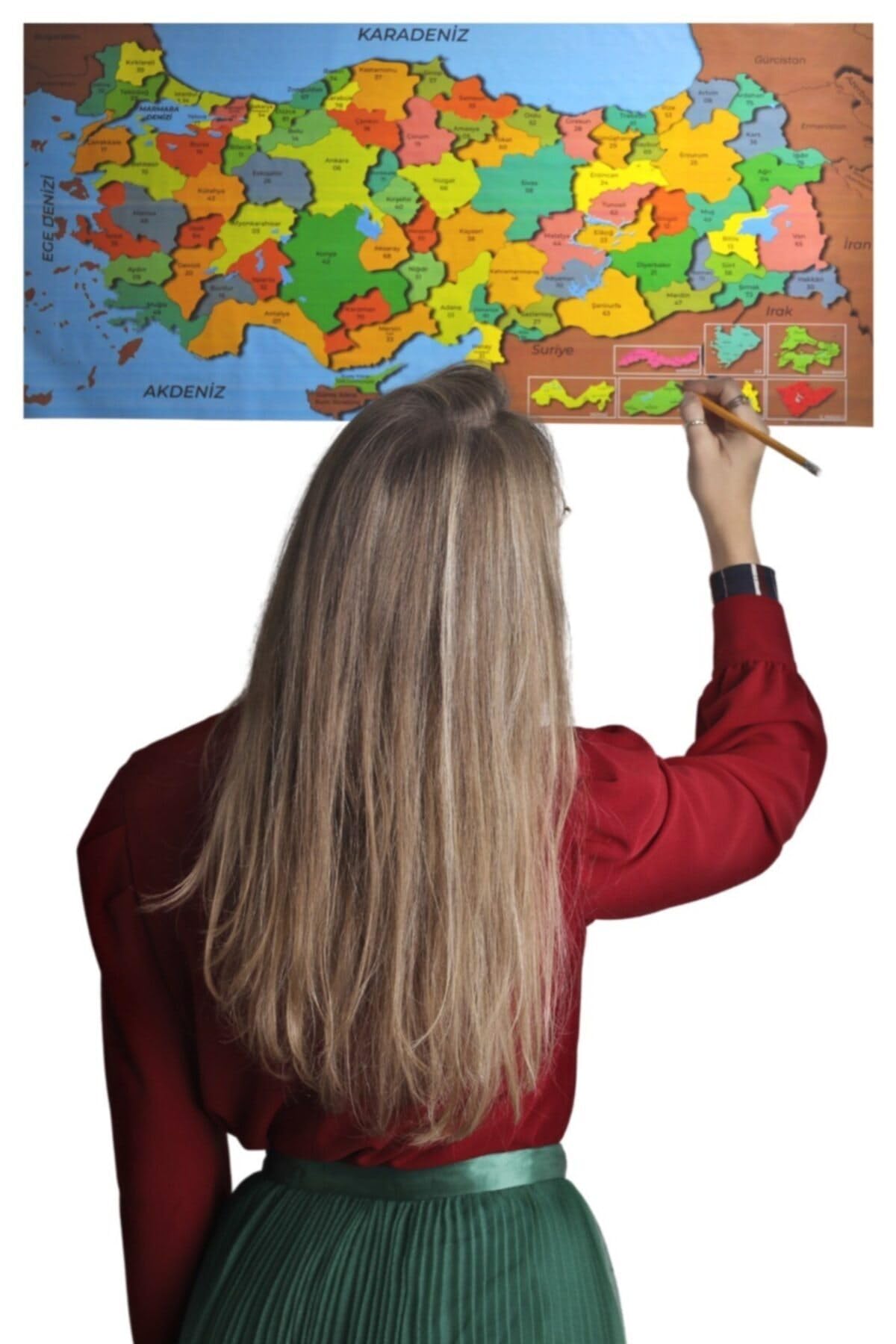 Buffer Renkli Türkiye Haritası Manyetik Yapıştırıcı Gerektirmeyen Duvar Stickerı 118 Cm * 56 Cm