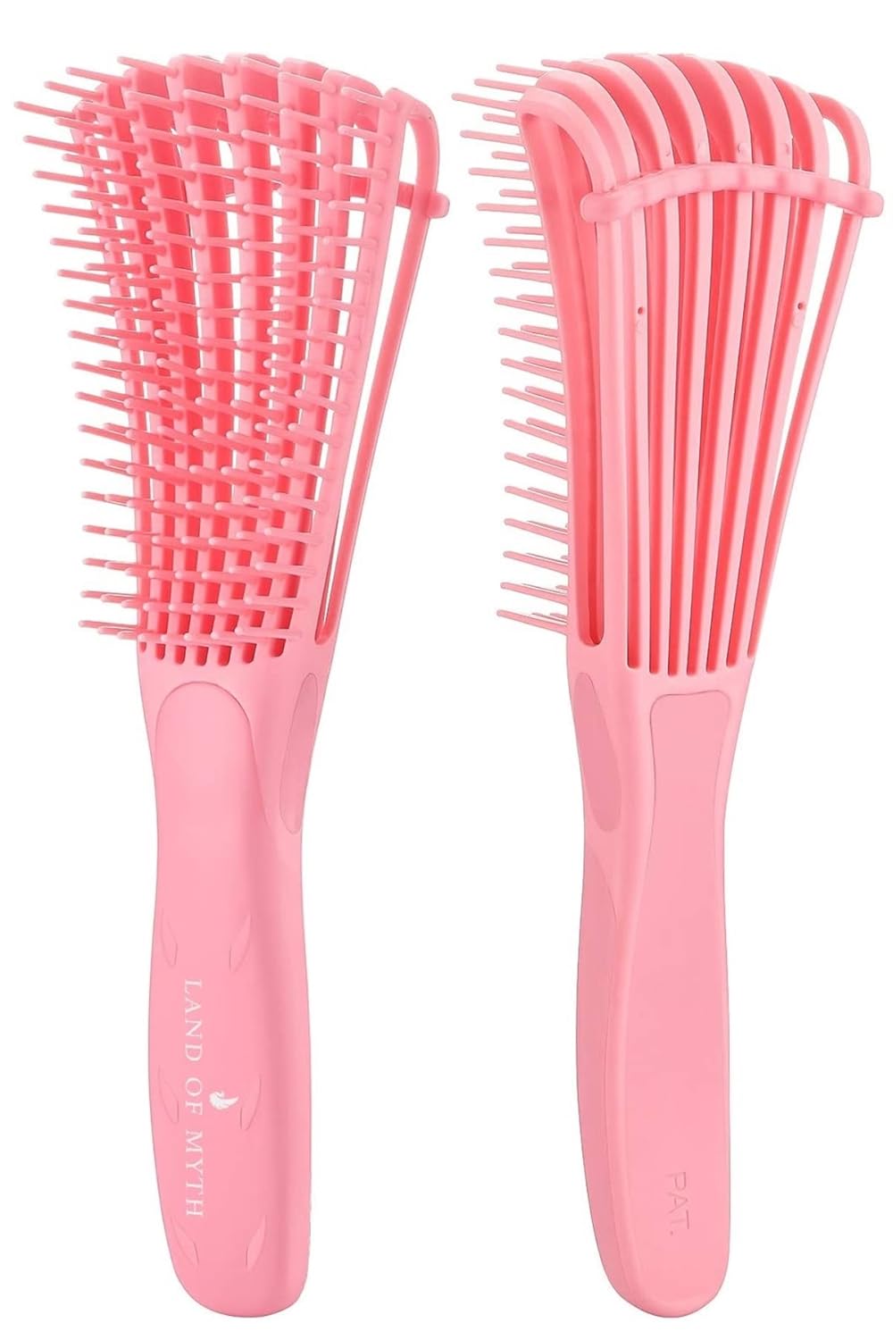 LAND OF MYTH - LOM1012 Curved Detangler, Yetişkin & Çocuklar İçin Kavisli Dolaşık Saç Açma ve Düğüm Çözücü Tarak & Fırça, Islak, Kuru, Düz, Kıvırcık Saçlar İçin (Pembe)