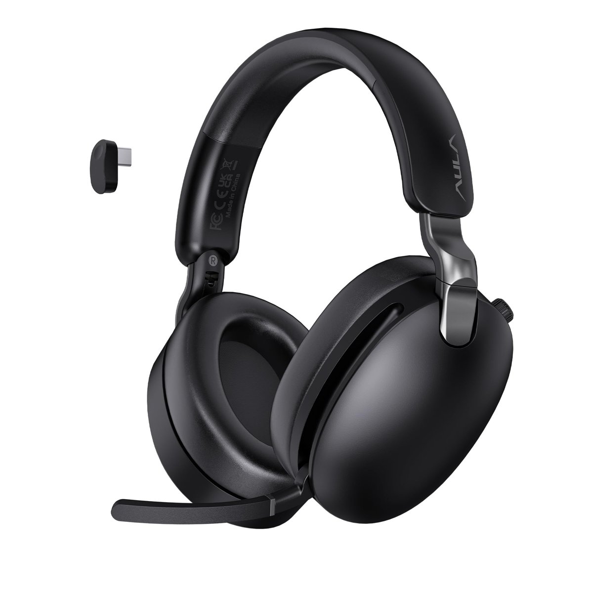 Aula A500 Hybrid ANC 2.4GHz Kablosuz ve Bluetooth 5.4 AUX Mikrofonlu Kulak üstü Kulaklık Siyah