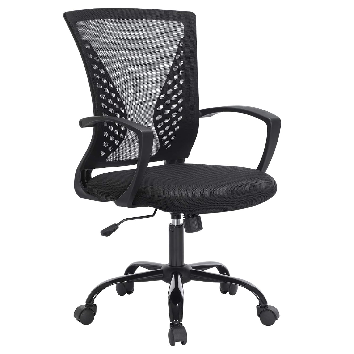 SONGMICS Ofis Sandalyesi, 360 Döner Sandalye, Sallanma Fonksiyonlu, Nefes Alabilir, Ofis, Çalışma Odası, 120 Kg'A Kadar Taşıyabilir, Siyah, Obn22Bk
