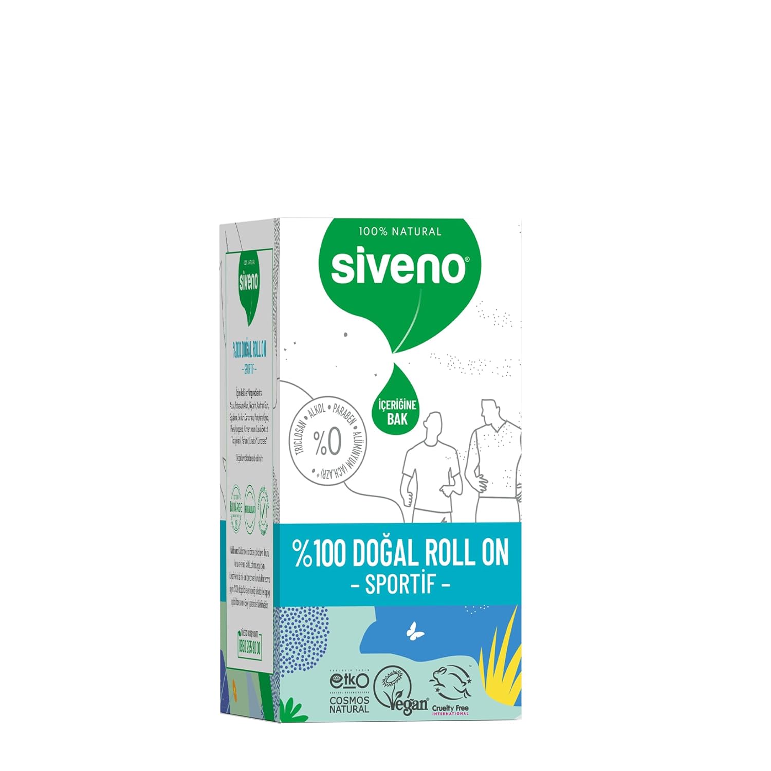 Siveno %100 Doğal Roll-On Sportif Sporcu Deodorant Ter Kokusu Önleyici Bitkisel Lekesiz Vegan 50 ml