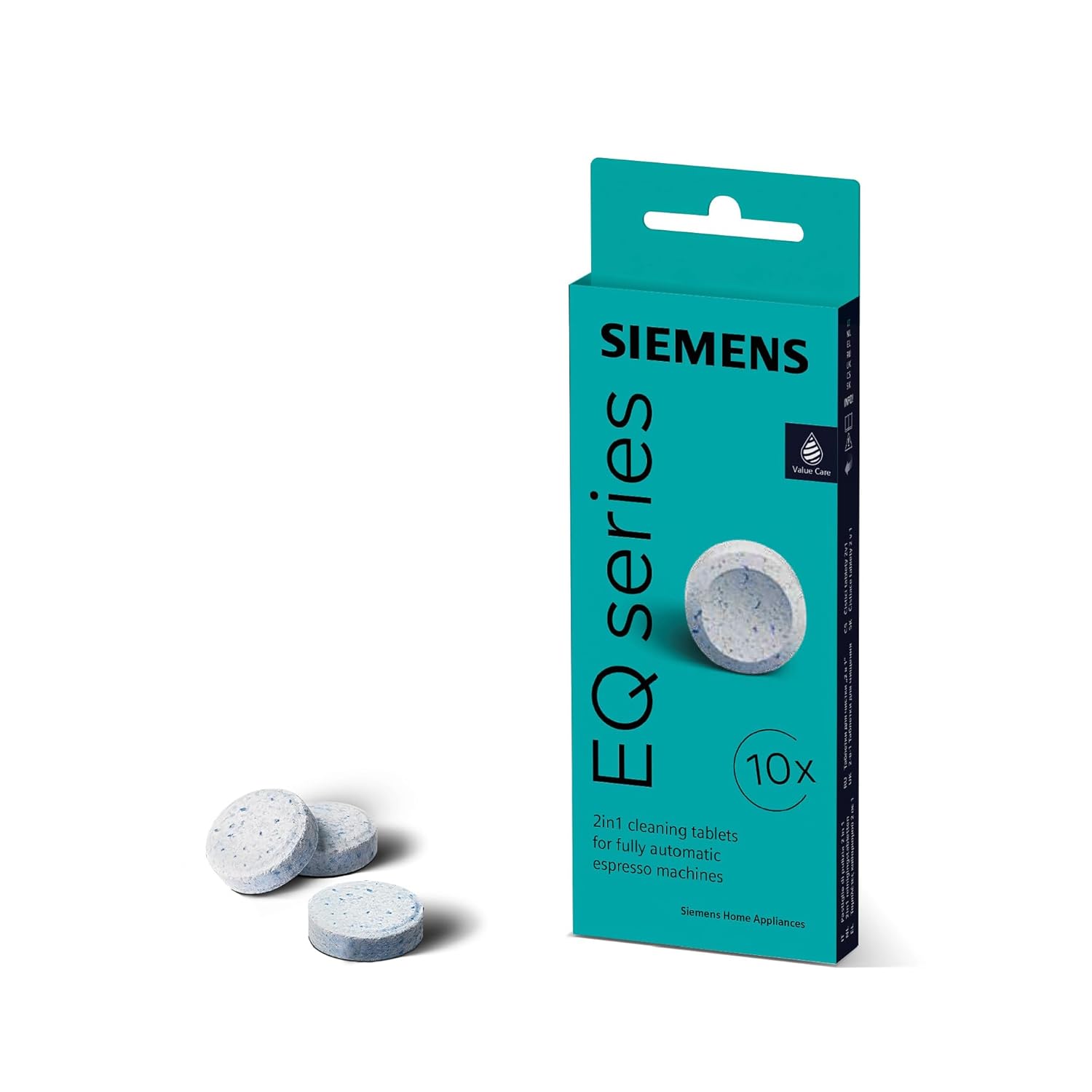 Siemens TZ80001A temizleme tabletleri, 10 adet, kahve yağı kalıntılarını ideal şekilde giderir, orijinal aksesuar, EQ serisi tam otomatik kahve makineleri ve ankastre tam otomatik makineler için