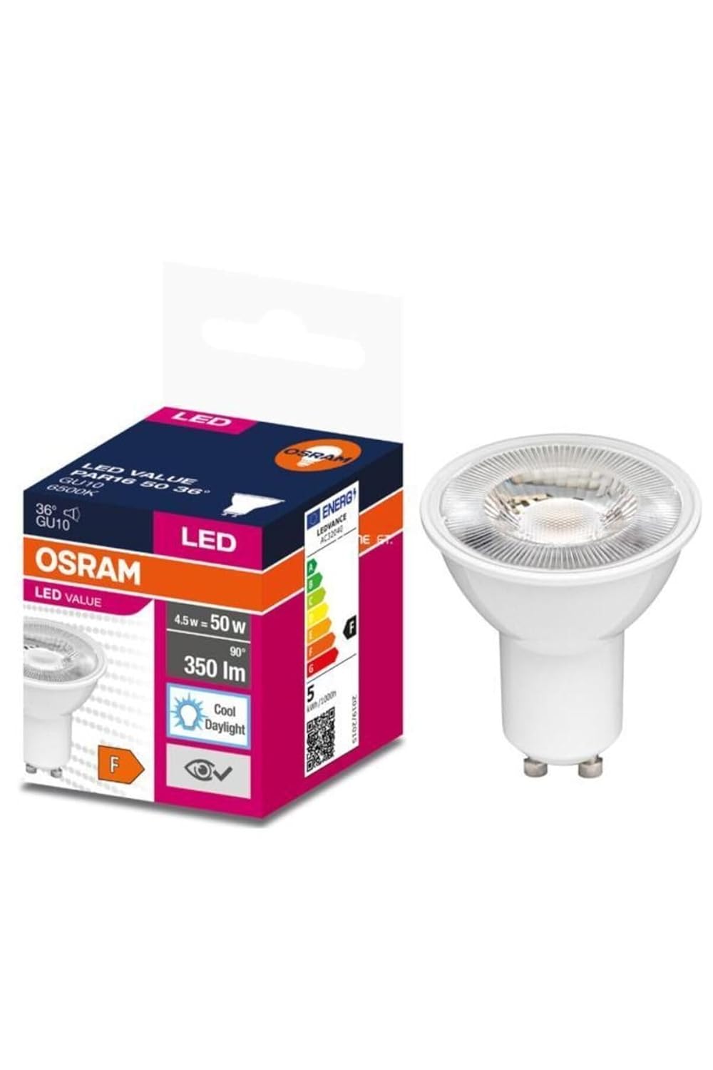 Osram LED ampul, reflektör, GU10, gün ışığı beyazı, 6500K, kısılabilir değil, 36°