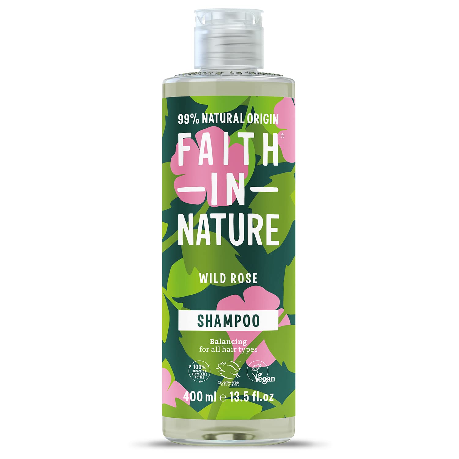 FAITH IN NATURE %99 Doğal Onarıcı Şampuan Normal & Kuruya Dönük Saçlar İçin (Yabani Gül, 400 ml)
