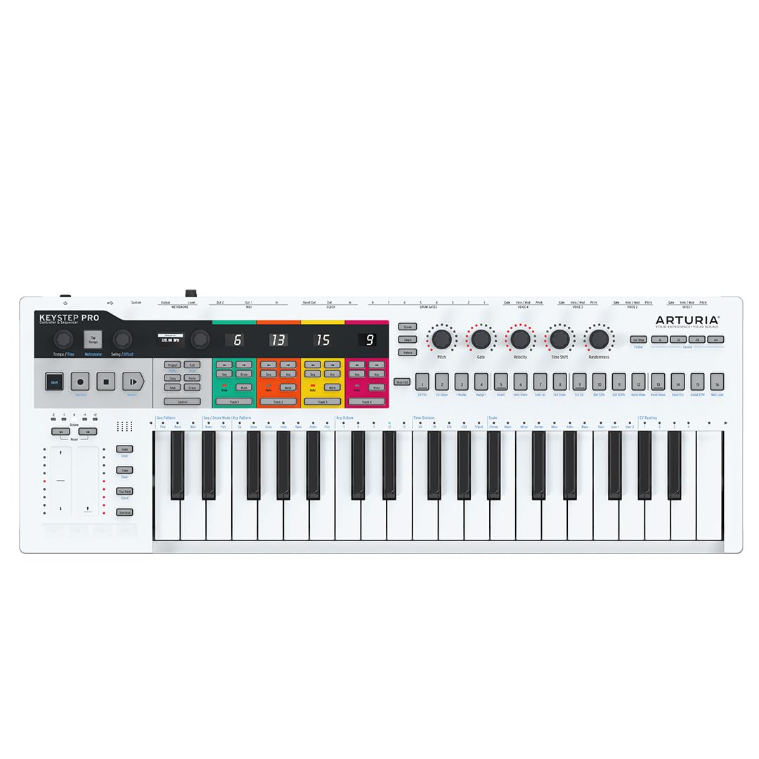 Arturia Keystep Pro, 37-Tuş Kontroller Sequencer, 1 MIDI Giriş ve 2 MIDI Çıkış, LED Aydınlatmalı