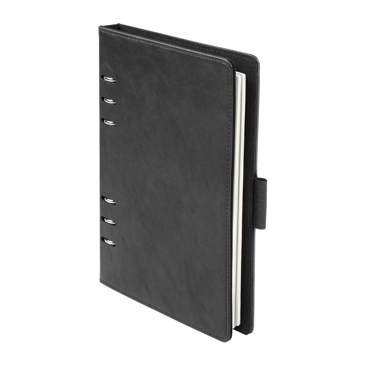 Oxford 6 Halkalı Profesyonel Not Defteri, 17,7 x 22,7 cm, Doldurulabilir Not Defteri, Fildişi Kağıt, 100 Yaprak, Siyah Suni Deri Kapak (90004)