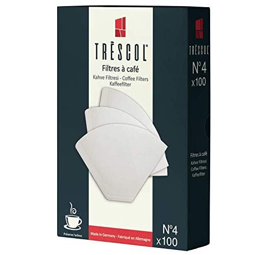 Trescol Kahve Filtresi, Beyaz Kağıt, 4 Numara, Büyük Boy, 100'lü Paket