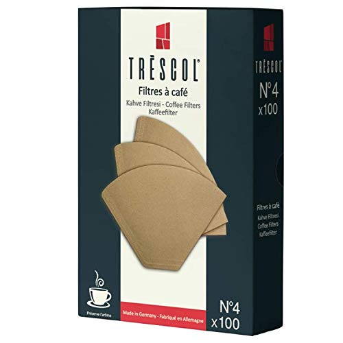 Trescol Kahve Filtresi, Naturel Kağıt, 4 Numara, Büyük Boy, 100'lü Paket