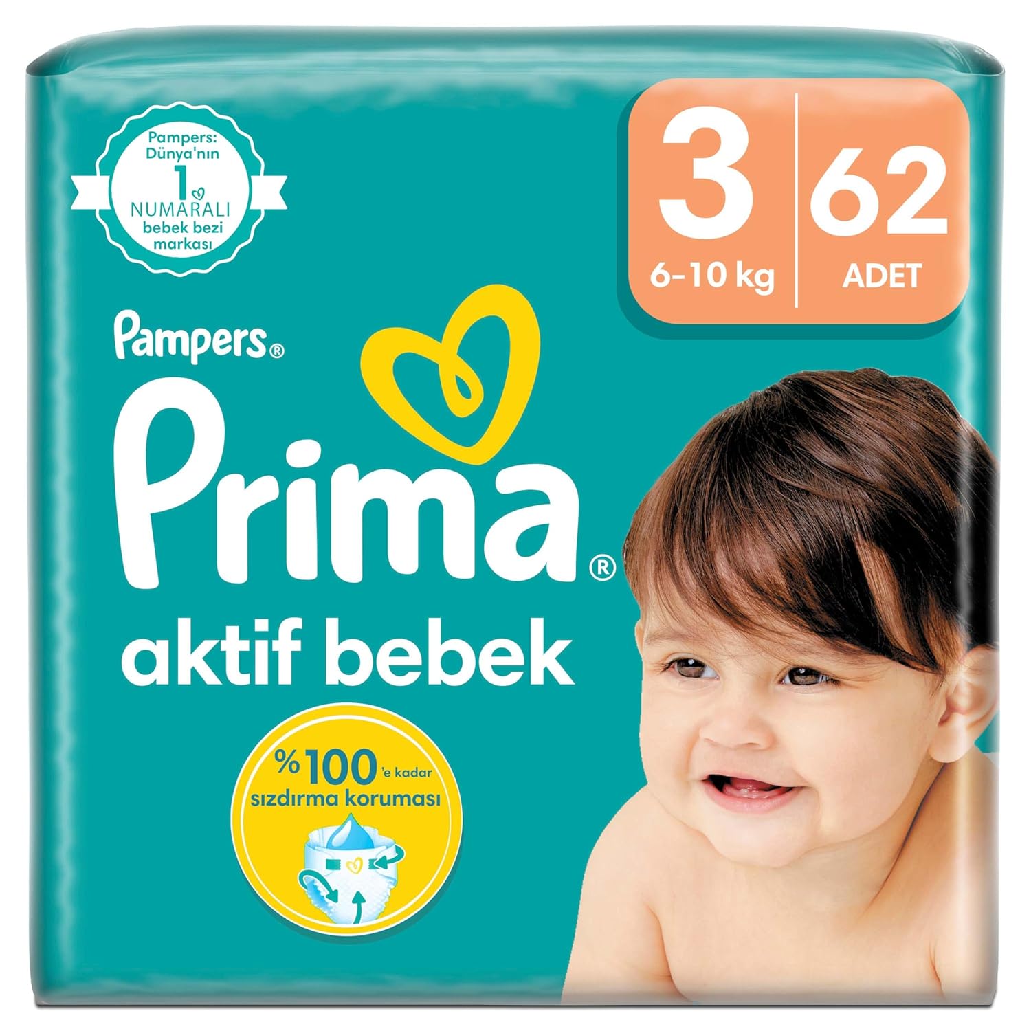 Prima Bebek Bezi Aktif Bebek 3 Beden 62 Adet Fırsat Paketi