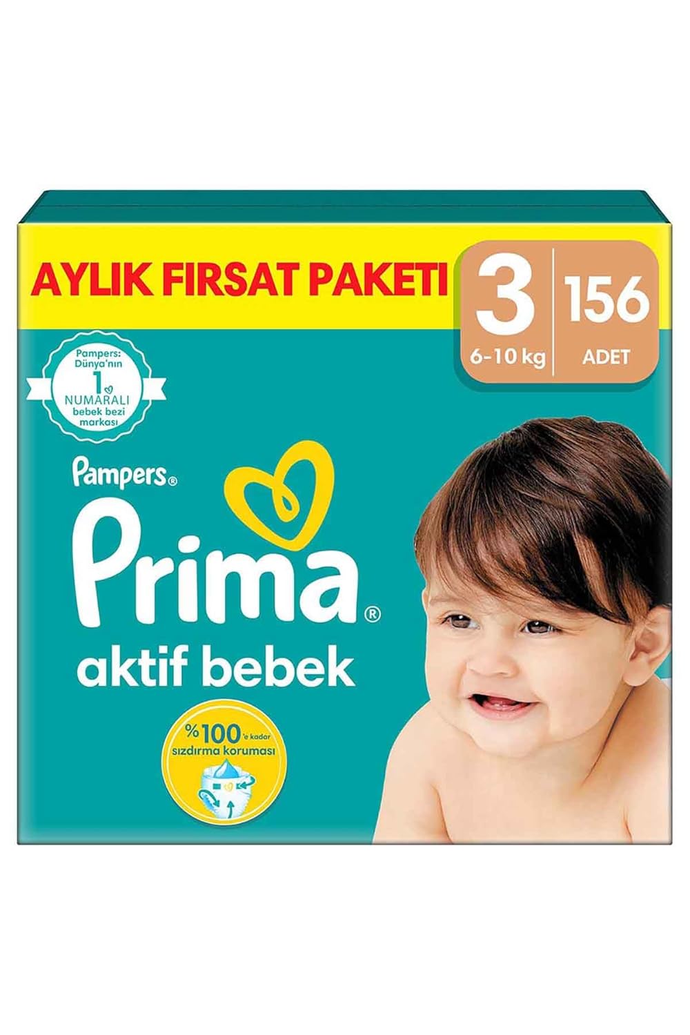 Prima Aktif Bebek, Bebek Bezi 3 Numara, 156 Adet Aylık Fırsat Paketi