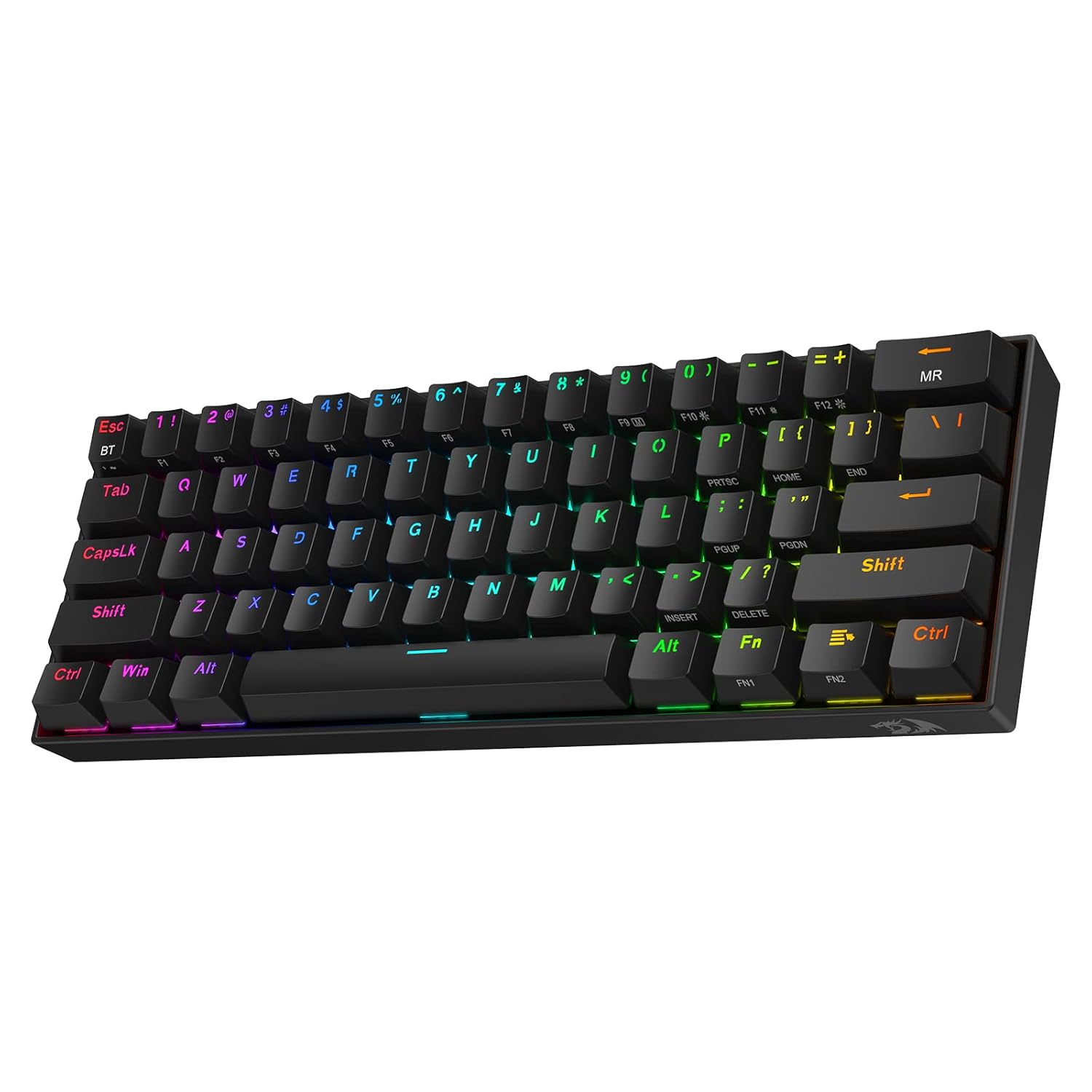 Redragon K530 Pro Draconic%60 BT Türkçe Q Klavye/Kablolu / 2,4 GHz Kablosuz Mekanik, 61 Tuş, Hot-Swap Özellikli RGB Oyun Klavyesi, Dokunsal Kahverengi Anahtarlı, Windows/Mac/Android için